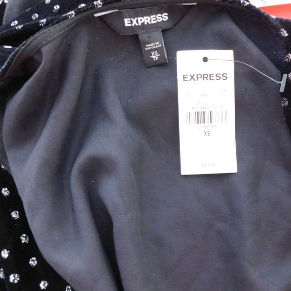 NWT - Express - Sexy Deep V-Neck Velvet Top with Sparkle, SZ: XS - Picture 9 of 10
